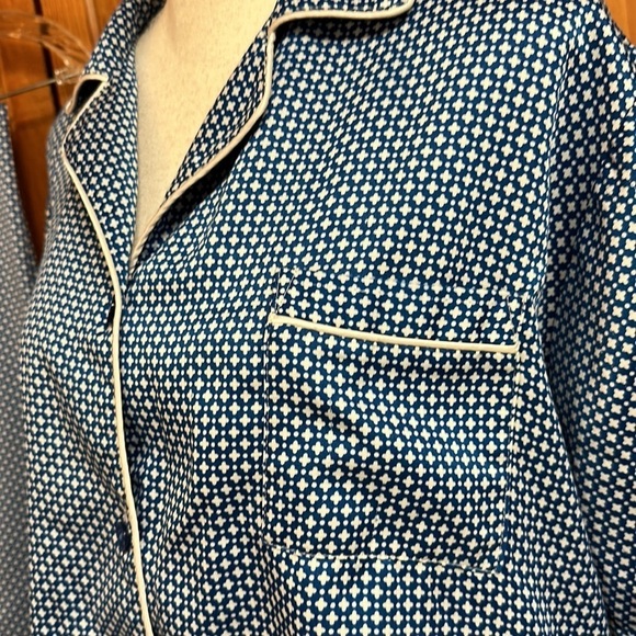 Miss Elaine Blue & White Silky Feel Cotton/Polyester Pajama Set Buttondown L - Picture 7 of 14
